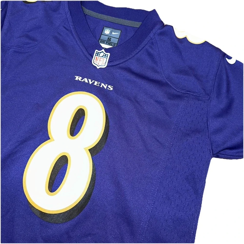 Nike NFL On Field Purple Jersey Baltimore Ravens #8 Lamar Jackson Youth Small 8